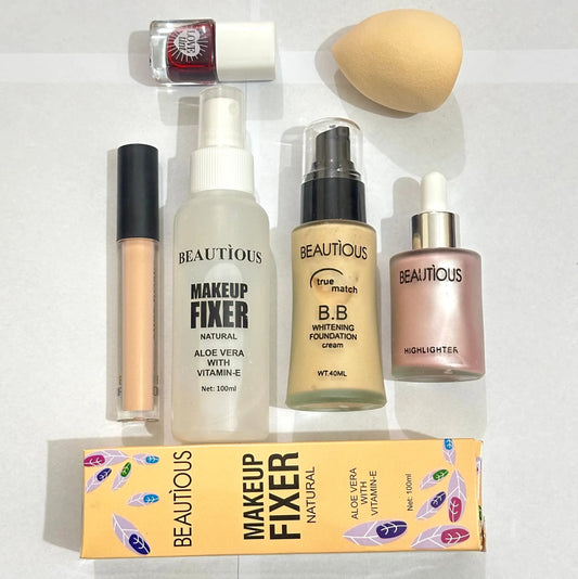 Beautious 6 in 1 - Deal Of Foundation + Concealer + Fixer + Lip Tint + Highlighter + Beauty Blender